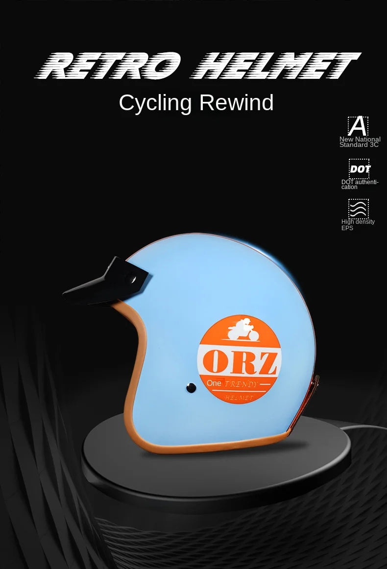 Retro 3/4 Open-Face Motorcycle Helmet - Semi-Open Cross-Country Winter Riding Helmet