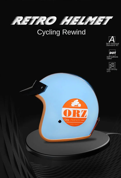 Retro 3/4 Open-Face Motorcycle Helmet - Semi-Open Cross-Country Winter Riding Helmet