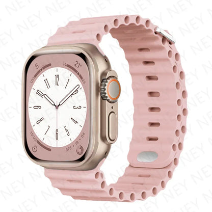 Ocean Strap Silicone Band for Apple Watch - Compatible with Ultra 2, Series 9/8/7/6/5/4/3/SE - All Sizes (49mm, 45mm, 44mm, 42mm, 41mm, 40mm) - Premium Silicone Bracelet Wristband