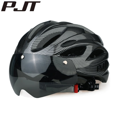 PJT Ultra-Light Cycling Helmet with Magnetic Goggles - PC Shell & EPS Foam Construction, MTB Bike Helmet