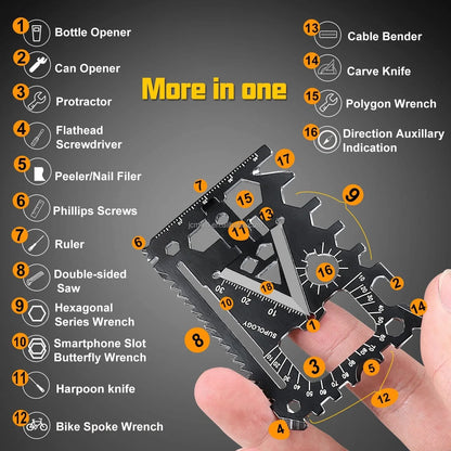 18-in-1 Multi-Functional Survival Card Tool - Portable Outdoor Wildlife Emergency Equipment