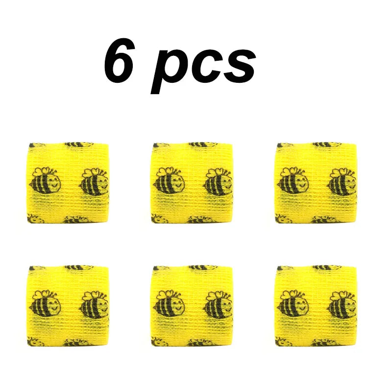 Self Adhesive Elastic Bandage 5cm Yellow Bee Printed Athletic Tape Wraps for Sports Wrist Joint Pet Multi-Pack