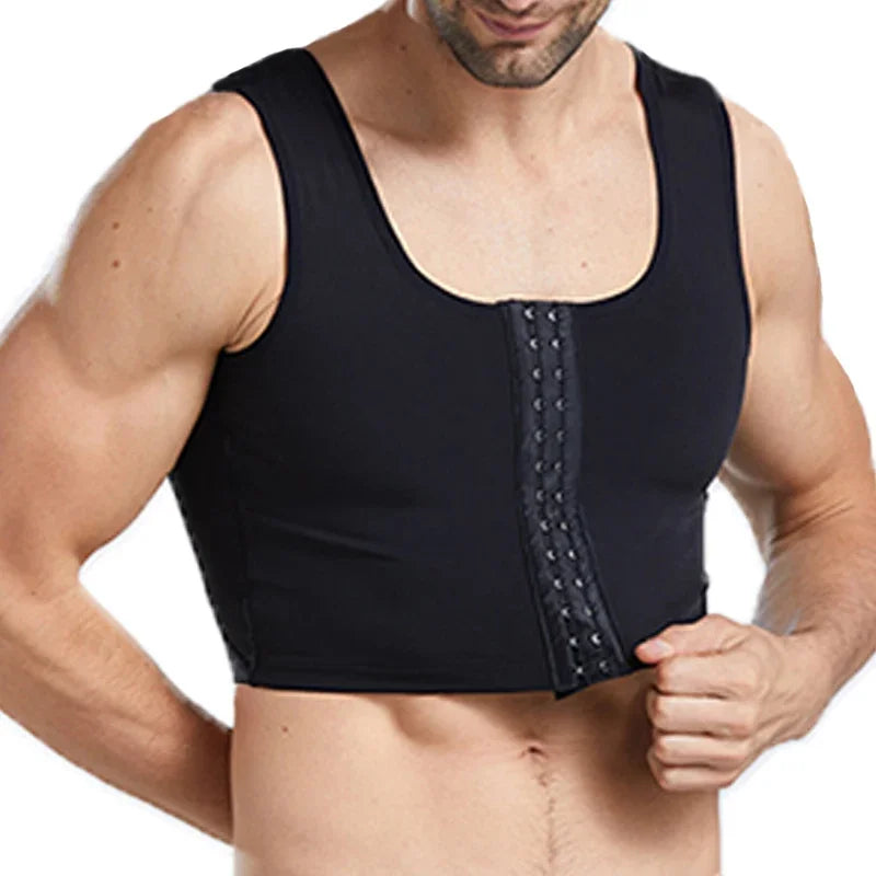 Men's Compression Vest - Nylon-Spandex Slimming Undershirt Tank Top for Chest & Torso Support