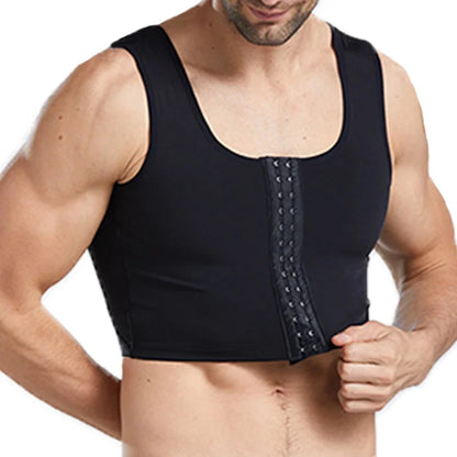 Men's Compression Vest - Nylon-Spandex Slimming Undershirt Tank Top for Chest & Torso Support