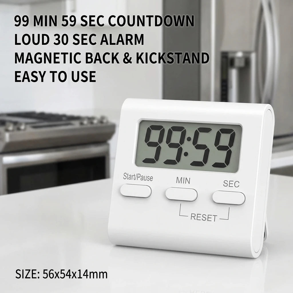 Digital Countdown Timer - Magnetic LCD Kitchen Timer with Stand