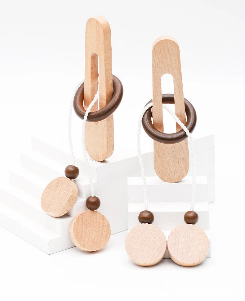 Kongming Luban Lock - Wooden Ring Escape Puzzle Game Intelligence Toy