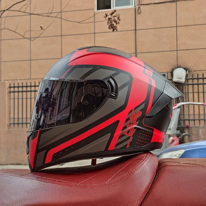 Full Face Racing Motorcycle Helmet - Winter Warm Double Visor Motorbike Sports Helmet LVS-701