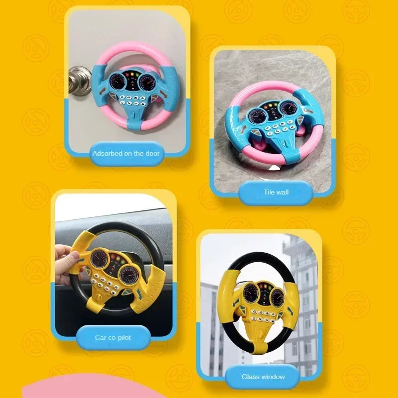 Kids Interactive Steering Wheel Toy - Educational Stroller Copilot with Sound Effects
