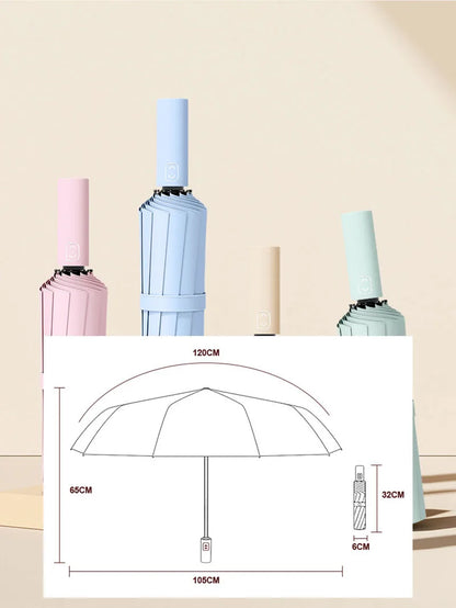 Large 24-Rib Automatic Umbrella - Lightweight Collapsible Outdoor Sunshade with UV Protection