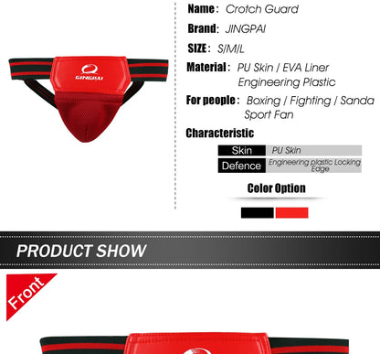 Adult Male MMA Groin Protector - Red & Black Jockstrap for Boxing, Sanda, Taekwondo & Kickboxing Training