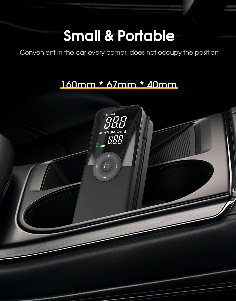 CARSUN Rechargeable Digital Tire Inflator - Portable Cordless Air Compressor for Car, Motorcycle, Bicycle & Balls