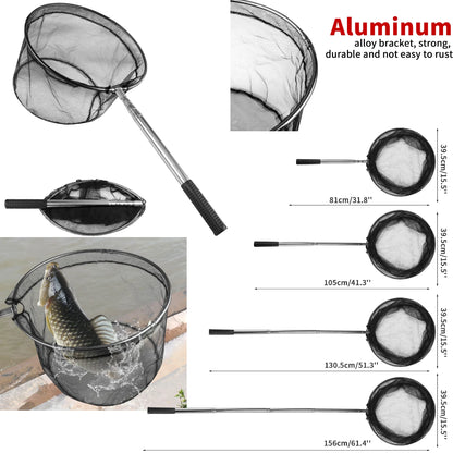 Professional Telescoping Fishing Landing Net - Aluminum Alloy Construction - Extends 55cm to 190cm with Folding Mesh Design