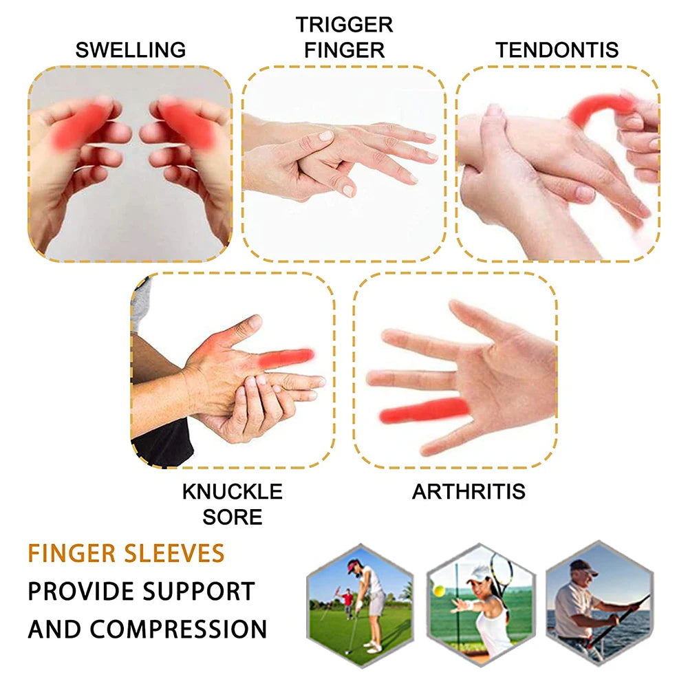 Compression Finger Sleeves - 10 Pack Nylon Support Protector for Basketball, Volleyball, Golf & Sports (4cm)