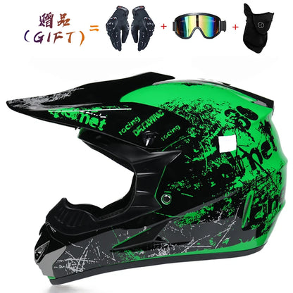 Kids Flip-Up Motorcycle Helmet - Off-Road Motocross ATV Dirt Bike Downhill MTB DH Racing + 3 Free Gifts