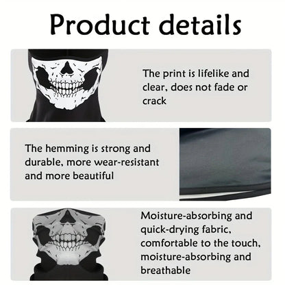 Full Face Balaclava with Skull Print - Windproof Mask for Cycling, Skiing & Motorcycle Riding