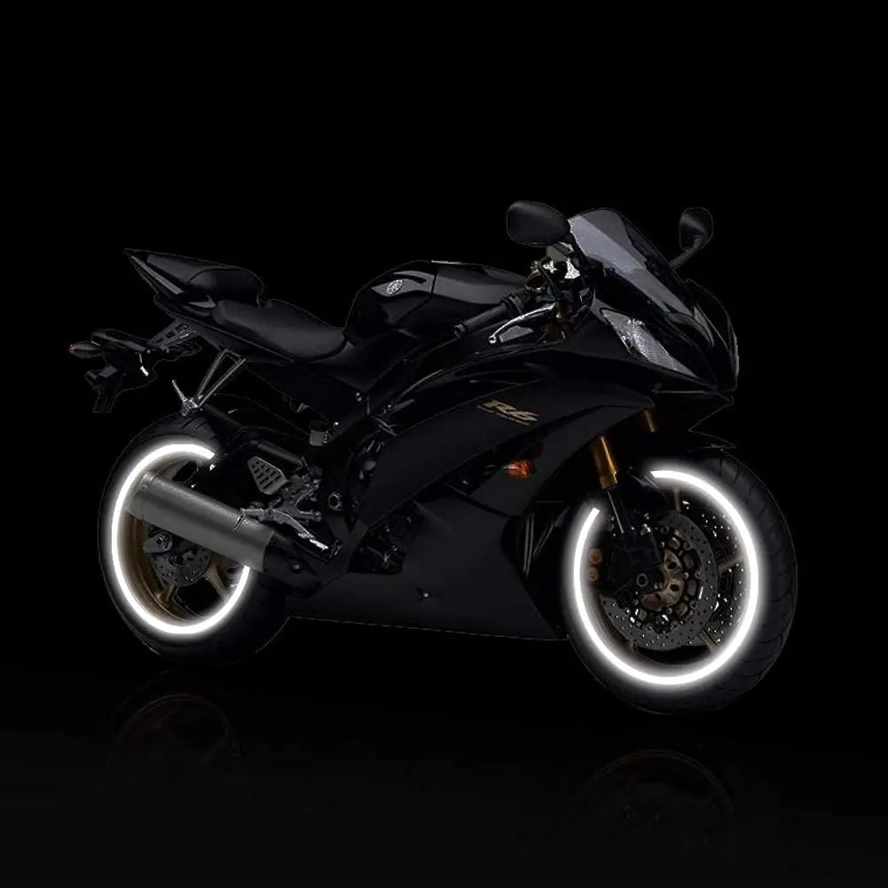 Reflective Wheel Rim Stripe Decals - 16-Piece Set for 17-19" Motorcycle, Car & Bicycle Wheels - Night Safety Stickers
