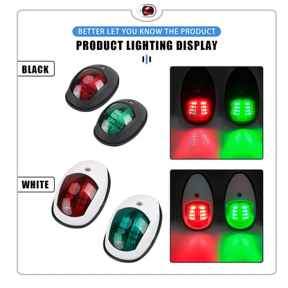LED Navigation Light 10-30V Waterproof Side Marker - Red/Green Starboard Port Indicator for Marine Boat Yacht Truck Trailer