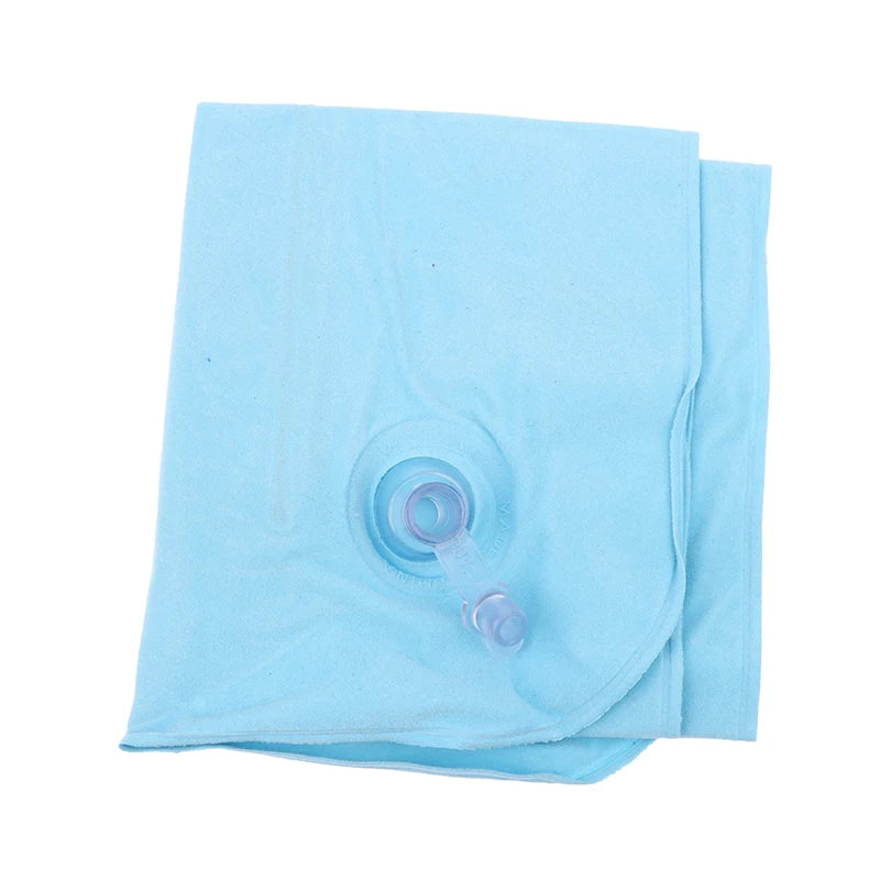 oldable Inflatable Travel Pillow - PVC Flocking Air Cushion for Camping, Hiking, Flight & Outdoor Sleep