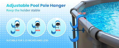 Adjustable Pool Pole Hooks - 2/3-Hook Swimming Pool Equipment Hanger for Telescopic Skimmer Poles and Pool Accessories