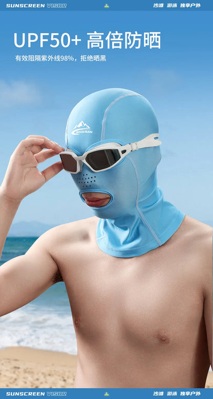 UV Protection Swimming Face Mask - Breathable Diving Cap for Men & Women Beach Sun Protection