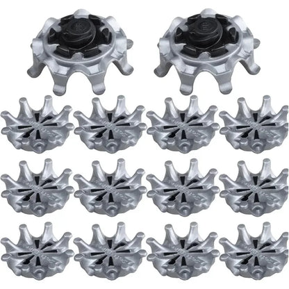 Golf Shoe Spikes Replacement Set - 14pcs Screw-In Cleats for Outdoor Training (Grey/Black)