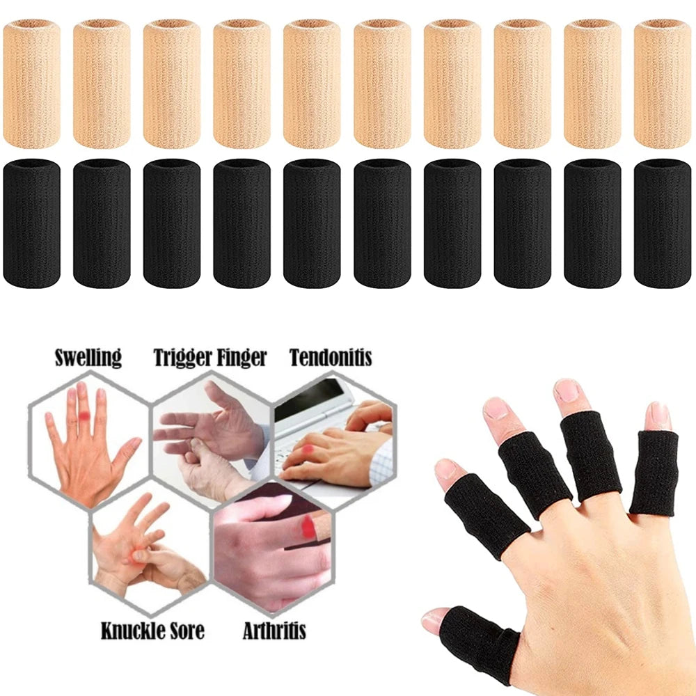 Compression Finger Sleeves - 10 Pack Nylon Support Protector for Basketball, Volleyball, Golf & Sports (4cm)