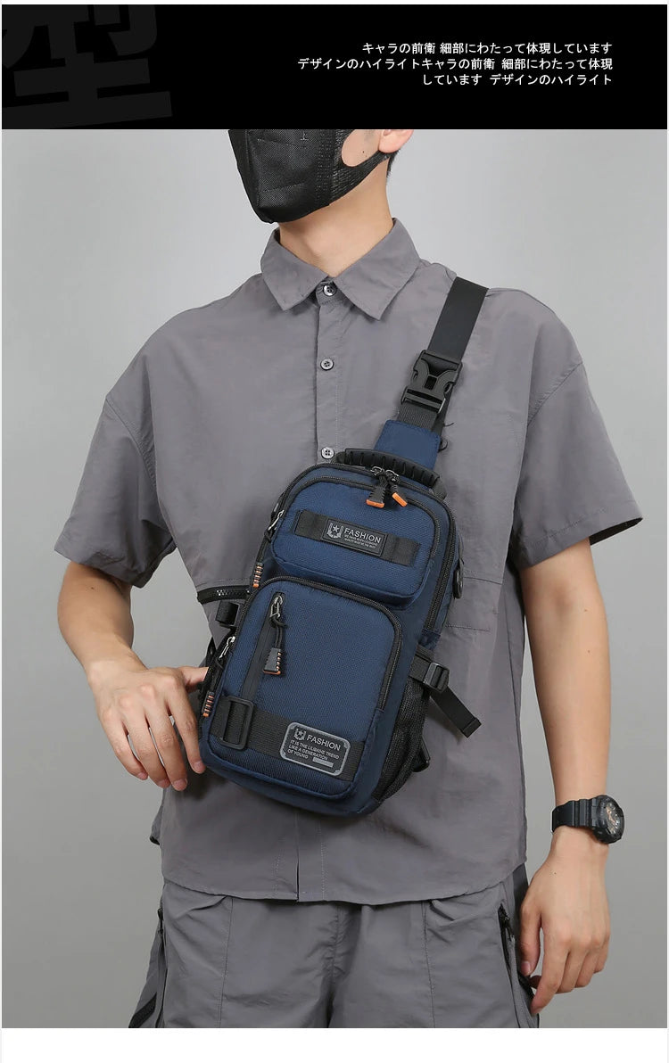 Men's Oxford Chest Pack - Unisex Crossbody Waist Bag with Zipper Pockets