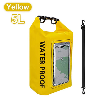 PVC Waterproof Dry Bag 2L - Touch Screen Phone Pouch for Swimming Rafting Surfing Boating - Shoulder Bag