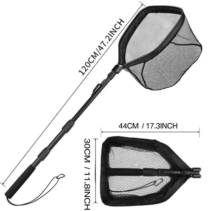 Professional Telescoping Fishing Landing Net - Aluminum Alloy Construction - Extends 55cm to 190cm with Folding Mesh Design