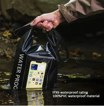 PVC Waterproof Dry Bag 2L - Touch Screen Phone Pouch for Swimming Rafting Surfing Boating - Shoulder Bag