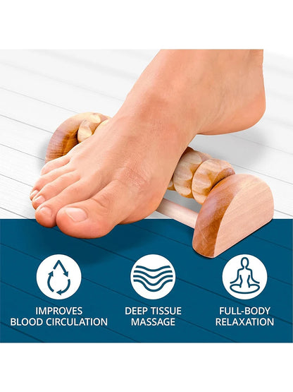 Wooden Foot Roller Massager - Deep Tissue Relief for Plantar Fasciitis