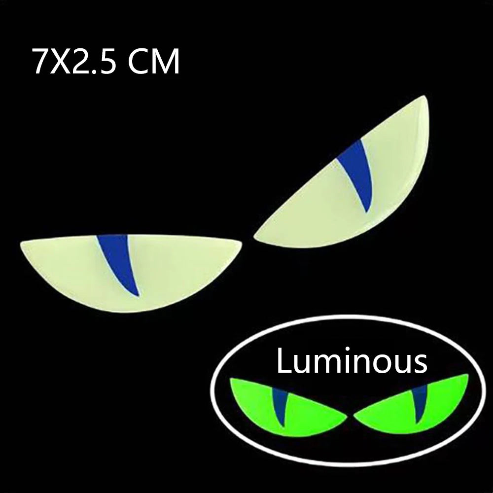 Luminous Devil's Eye Reflective Stickers - Car & Motorcycle Safety Decor for Enhanced Night Visibility