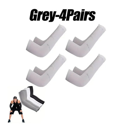 10 Pairs Summer Cycling Ice Silk Arm Sleeves - UV Protection Cooling Arm Covers for Running & Outdoor Sports - Fingerless Unisex