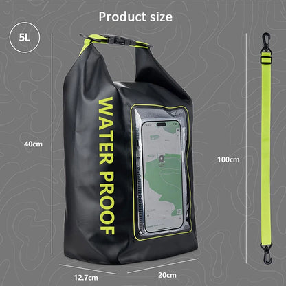 PVC Waterproof Dry Bag 2L - Touch Screen Phone Pouch for Swimming Rafting Surfing Boating - Shoulder Bag