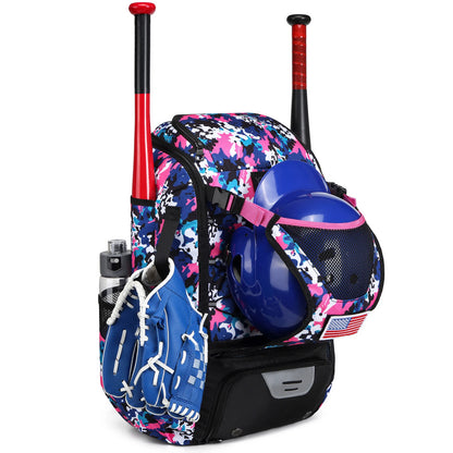 Youth Baseball Softball Backpack - Large Capacity Equipment Bag with Shoe Compartment