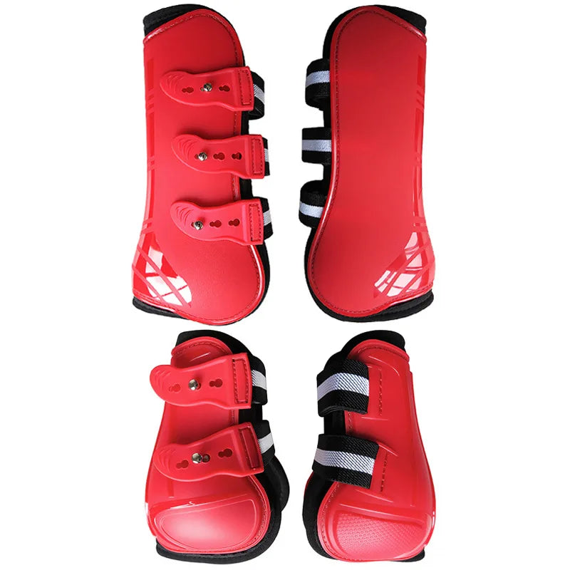 Adjustable Horse Leg Boots (4-Piece Set) - Front & Hind Tendon Protection with PU Shell and Neoprene