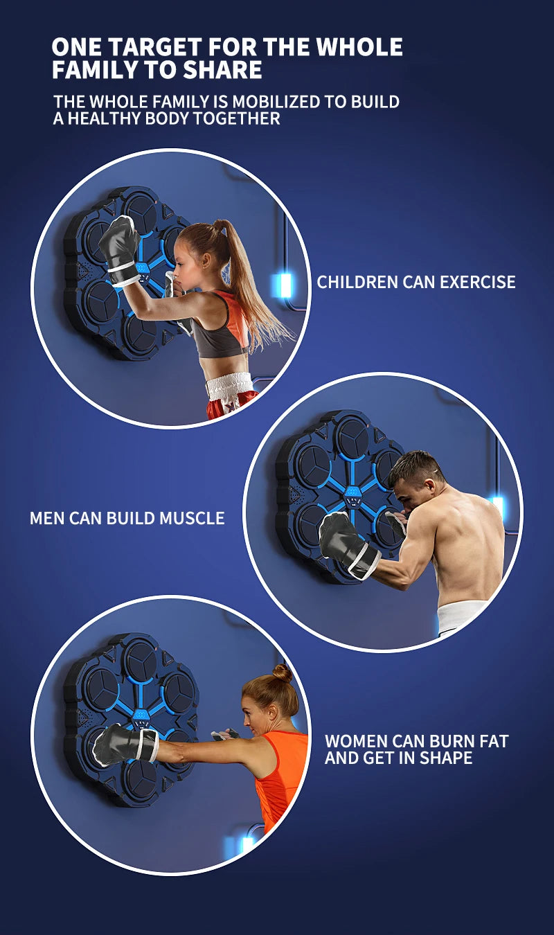 Smart Music Boxing Trainer - Wall-Mounted Electronic Strike Target for Home Indoor Training & Reaction Development