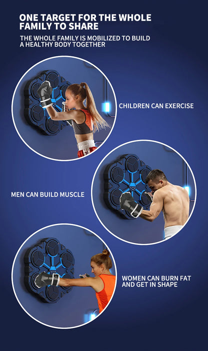 Smart Music Boxing Trainer - Wall-Mounted Electronic Strike Target for Home Indoor Training & Reaction Development