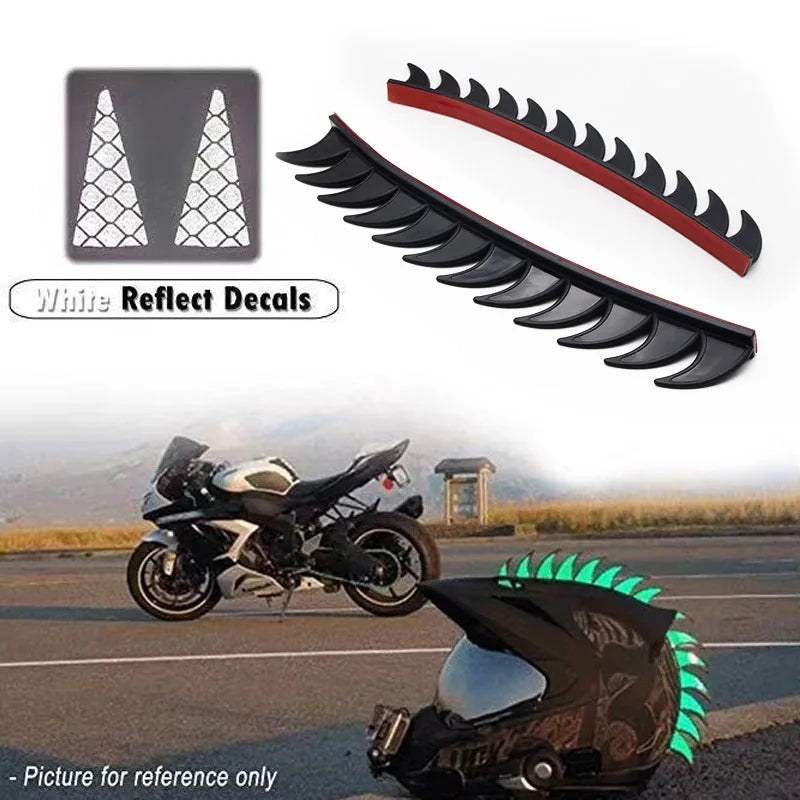 Reflective Rubber Helmet Mohawk Spikes - 5 Colors for Dirt Bike, Motocross & Motorcycle Helmets