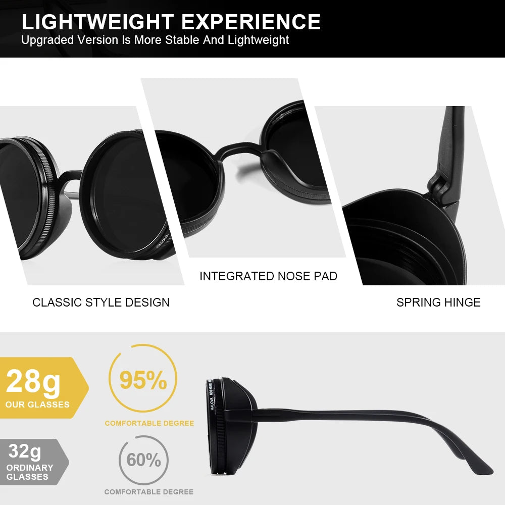 CRIXALIS Handmade Polarized Sunglasses - ND 1-9 Manual Adjustable Dimming, Retro Steampunk Style UV400 Fishing Eyewear