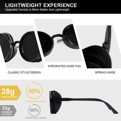 CRIXALIS Handmade Polarized Sunglasses - ND 1-9 Manual Adjustable Dimming, Retro Steampunk Style UV400 Fishing Eyewear