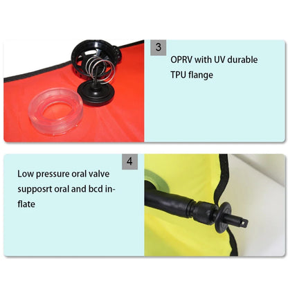 Professional Scuba Diving Safety Signal Tube - High Quality Inflatable Surface Marker Buoy (SMB) - 1.2M/1.5M/1.8M Diver Below Safety Sausage