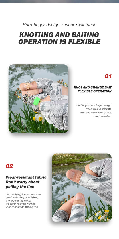 Men's Summer Fishing Gloves - Ice Silk Breathable Three-Finger Cut Design with UV Protection & Anti-Slip Grip (1 Pair)