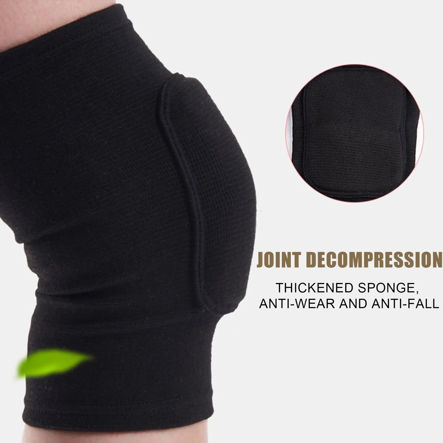 Elastic Knee Support Pads - 2 Pack Compression Knee Protectors with Thickened Sponge for Dance, Workout & Training