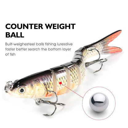 Multi-Jointed Swimbait Fishing Lure - Slow Sinking Bionic Crank Bait for Freshwater & Saltwater Bass and Trout