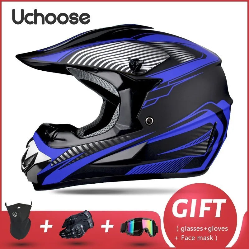 DOT Certified Professional Off-Road Motorcycle Helmet - Adults & Children - Downhill Racing Motor Helmet with Free Gift