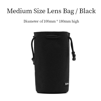 Camera Lens Bag - Waterproof Drawstring Pouch with Fleece Protection for DSLR Cameras