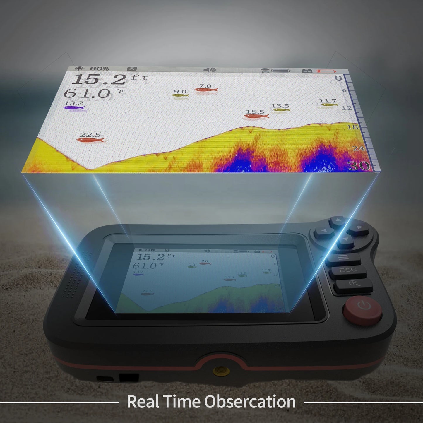 Portable Fish Finder & Depth Finder - Smart Sonar for Dock, Shore & Bank Fishing