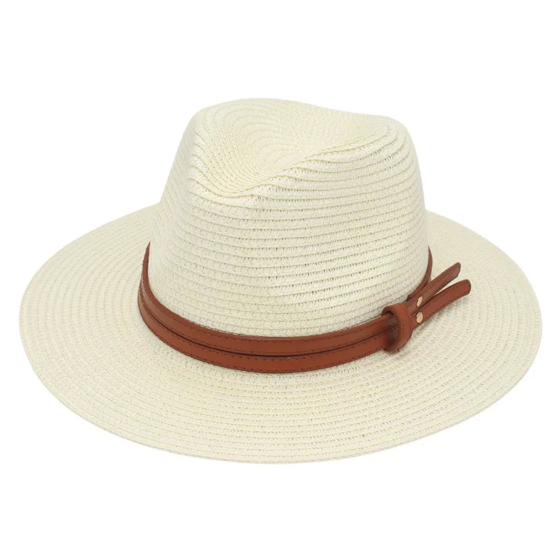 Breathable Straw Panama Hat - European American Style Jazz Sun Hat for Beach & Leisure