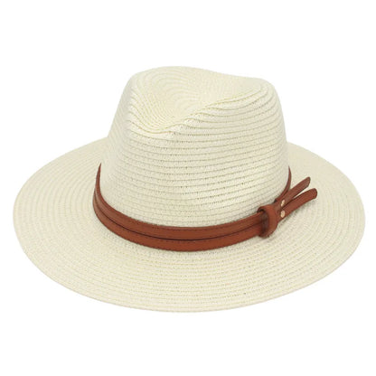 Breathable Straw Panama Hat - European American Style Jazz Sun Hat for Beach & Leisure